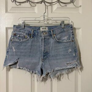 AGOLDE Shorts 28 Parker Blue Cutoff Frayed Hem High Rise Casual
